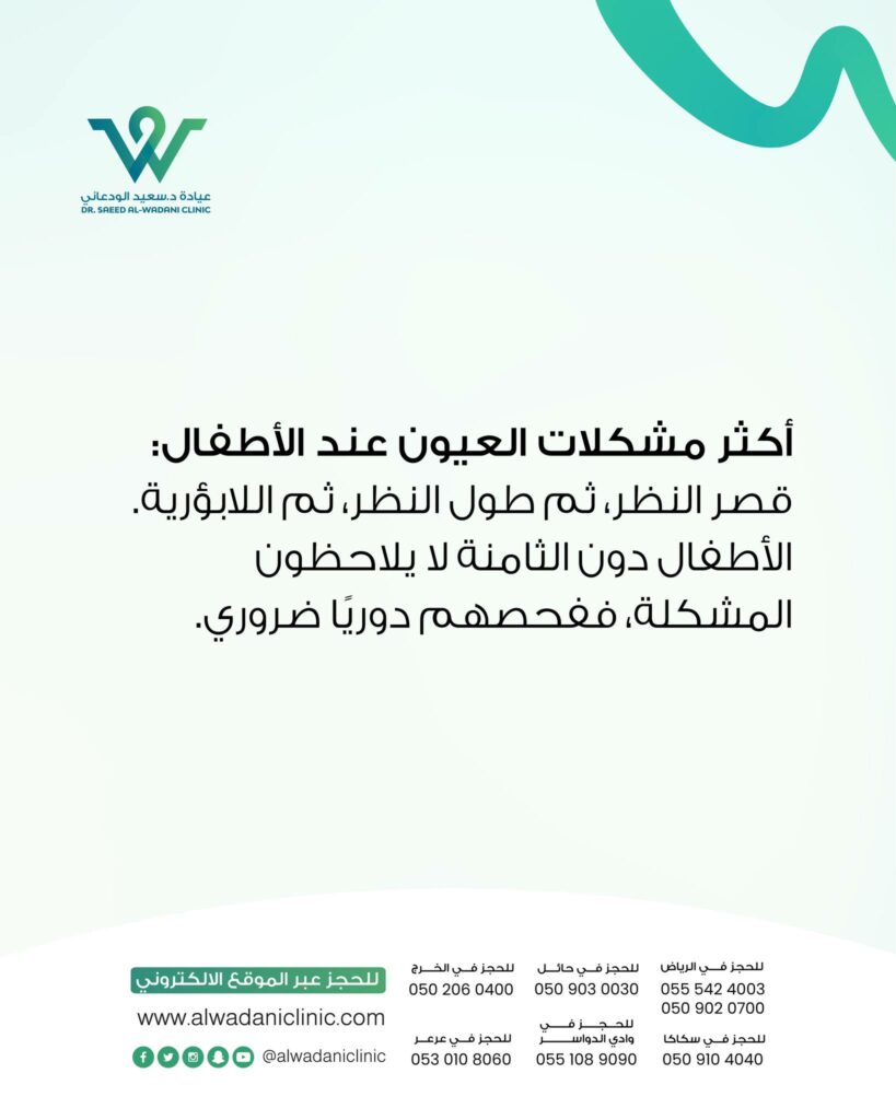 ضعف الإبصار من أبرز مشكلات النظر عند الأطفال وأكثرها شيوعاً، إذ يمكن أن يظهر منذ السنوات الأولى من العمر، ويؤثر سلباً على تطور الطفل الأكاديمي والنفسي. يعاني بعض الأطفال من قصر النظر أو طول النظر أو الاستجماتيزم (اللابؤرية)، وكل منها يؤدي إلى صعوبة في الرؤية الواضحة سواء عن قرب أو عن بعد.